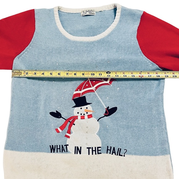 Women's “What In The Hail?” Snowman Cutest Ugly Christmas Sweater Size Medium - Picture 4 of 9